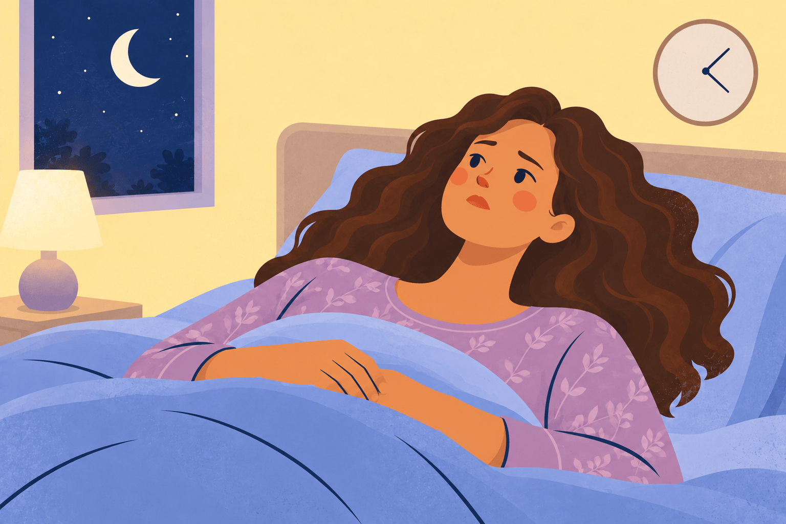 Illustration about sleep trouble before menstruation