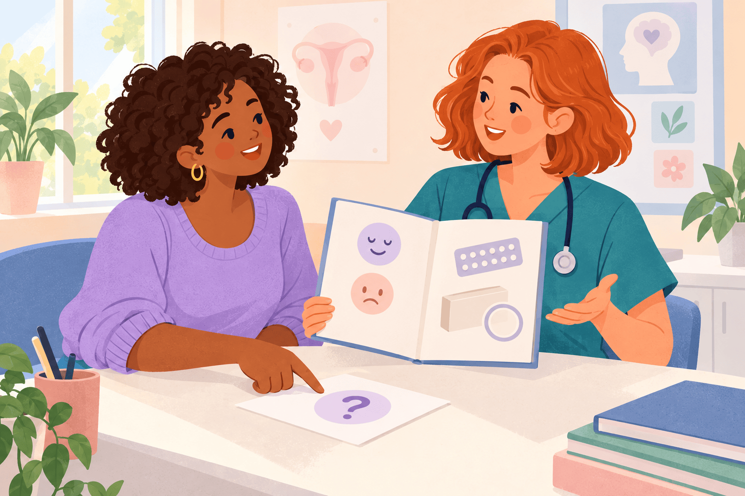 Illustration about hormonal contraception for pmdd