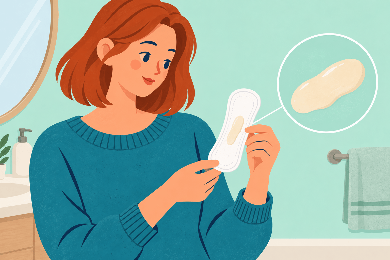Illustration about vaginal discharge through the cycle