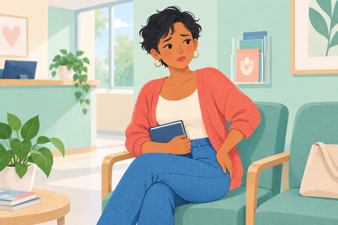 Illustration about thick discharge with itching