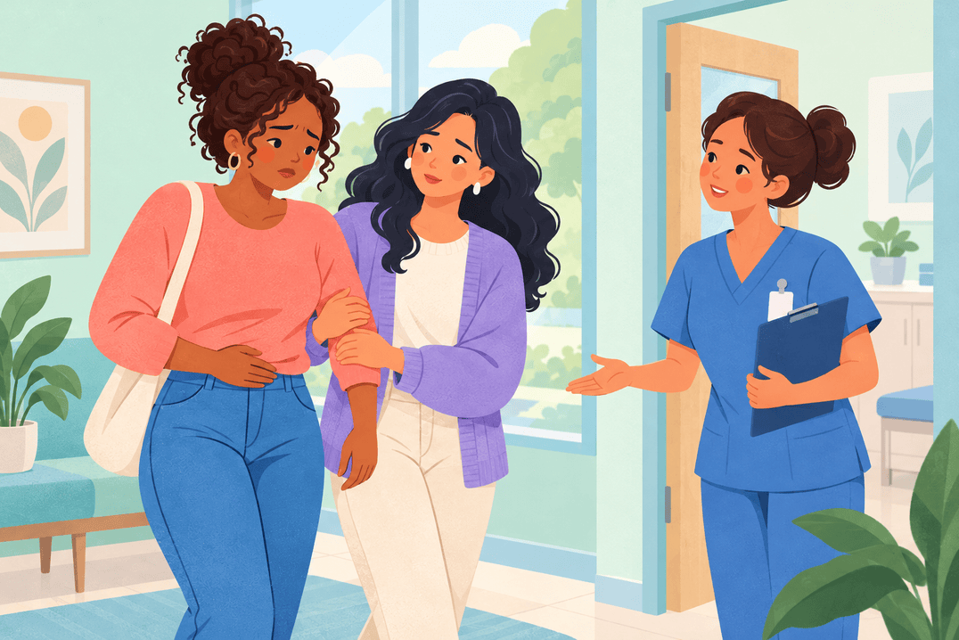 Illustration about vaginal discharge with pelvic pain