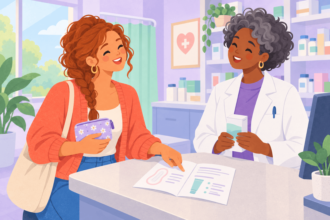 Illustration about treating vaginal infections during a period