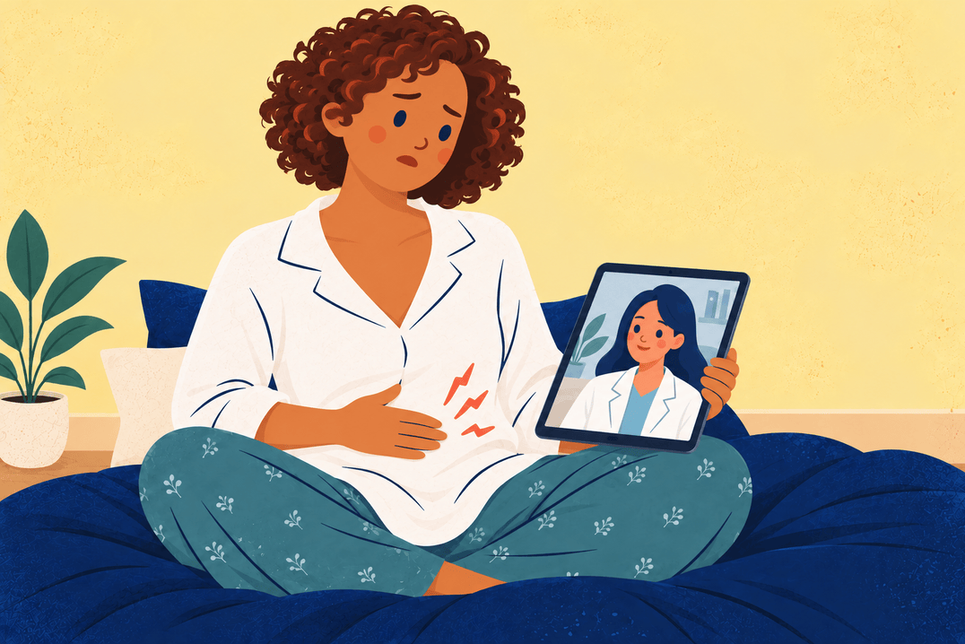 Illustration about pain with sex and vaginal symptoms