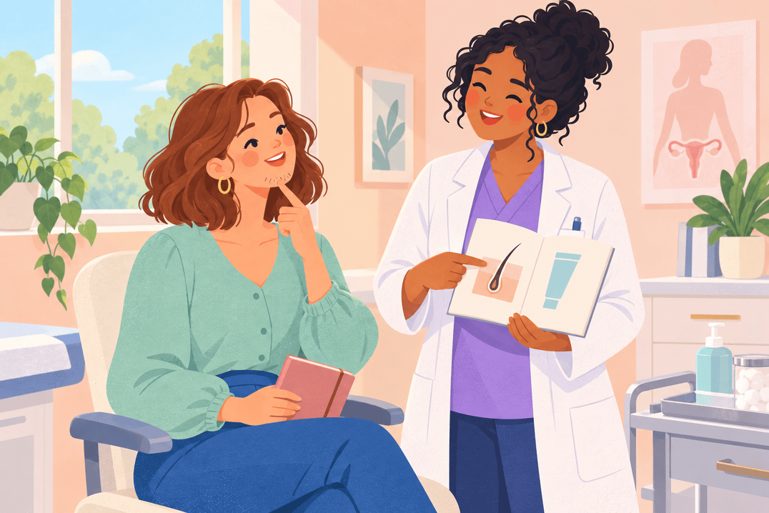 Illustration about pcos and facial hair