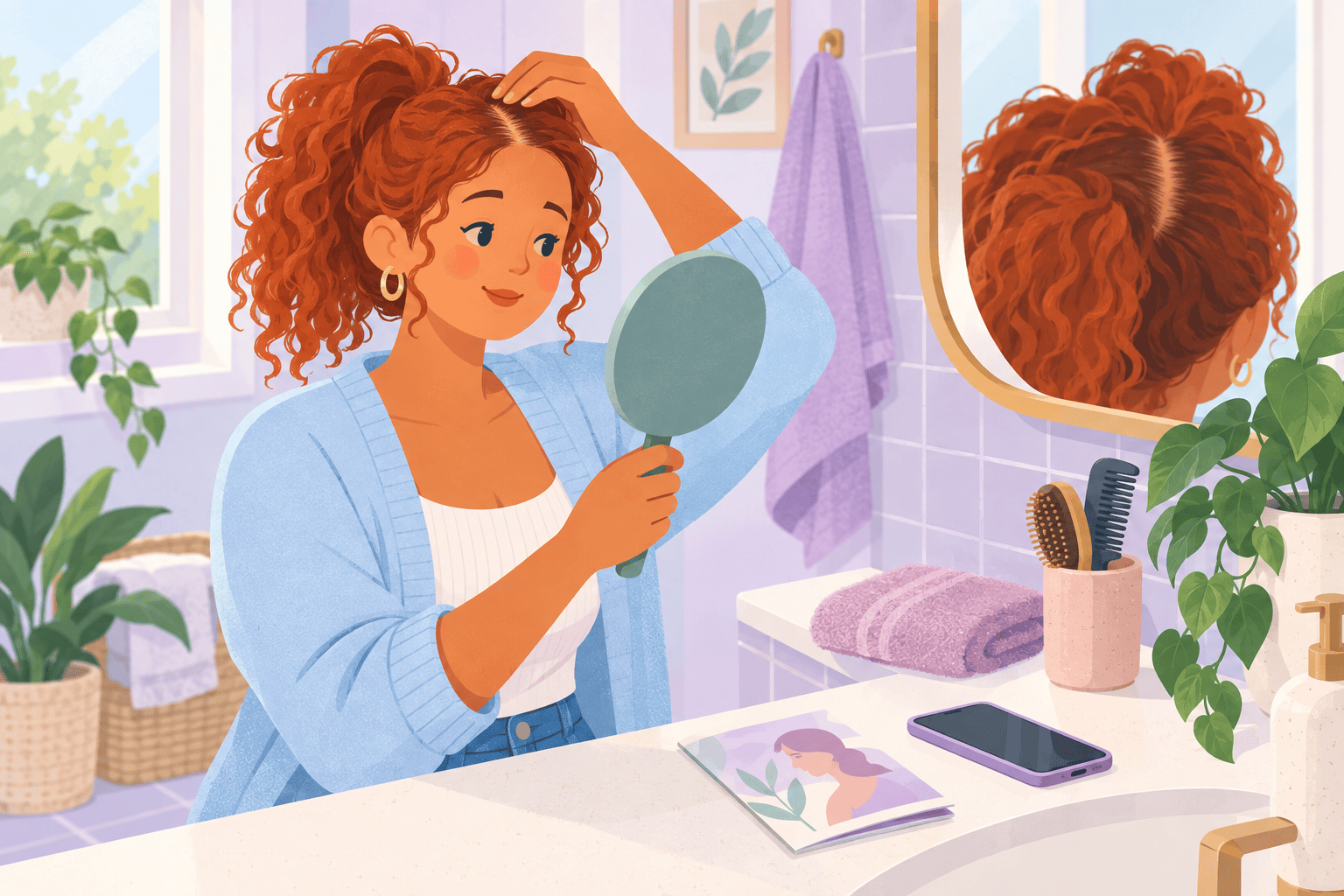 Illustration about pcos and hair thinning