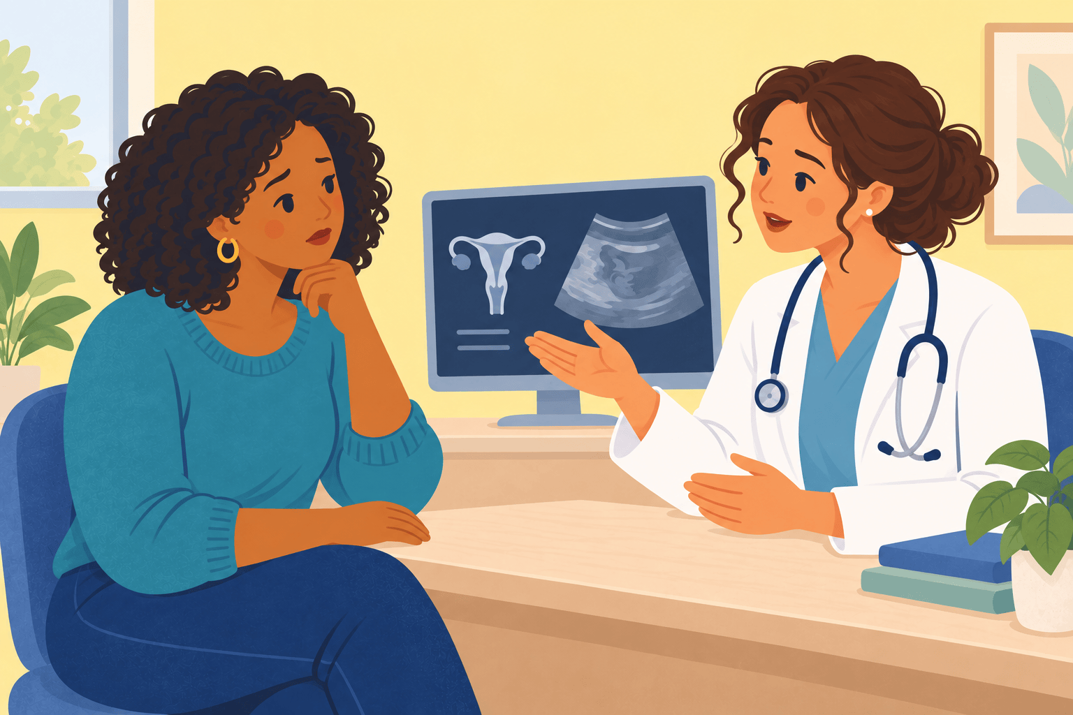 Illustration about fibroid symptoms