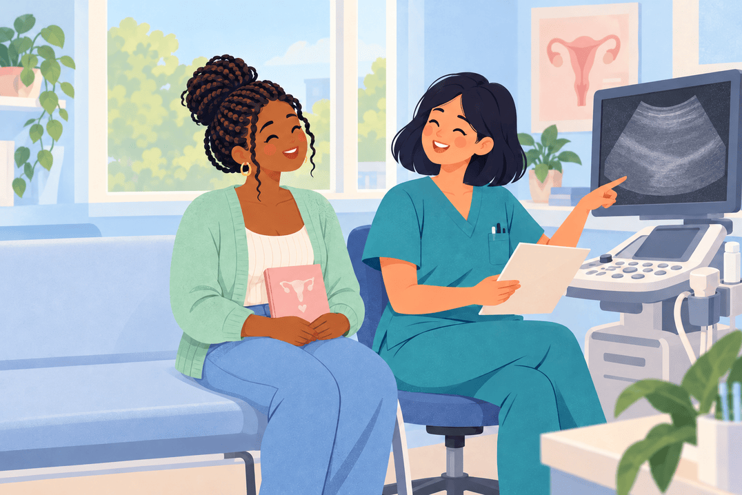 Illustration about fibroid diagnosis