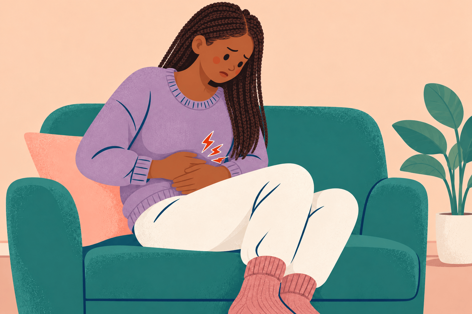 Illustration about fibroids and pelvic pressure