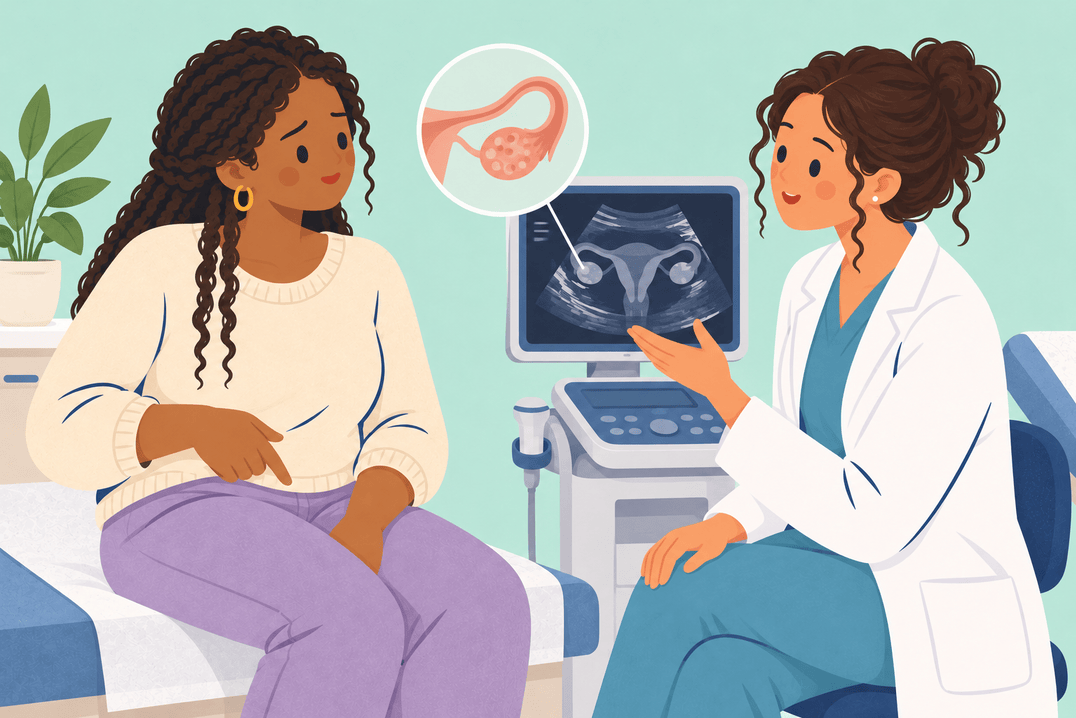 Illustration about ovarian cyst symptoms