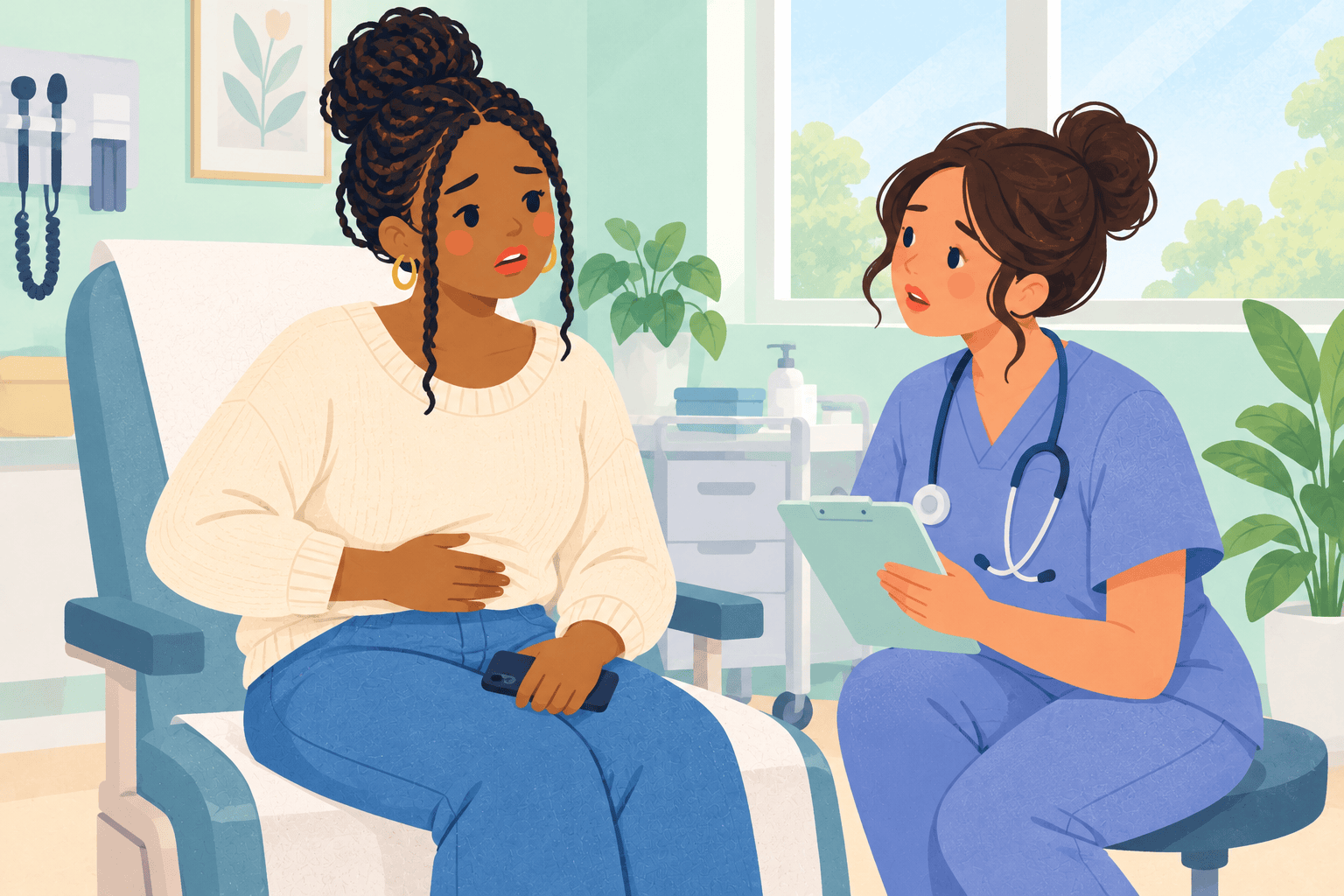 Illustration about ovarian cyst rupture
