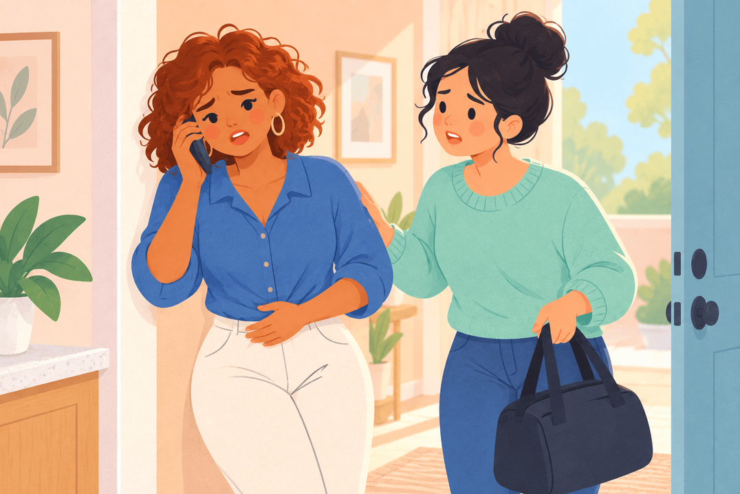 Illustration about sudden one-sided pelvic pain