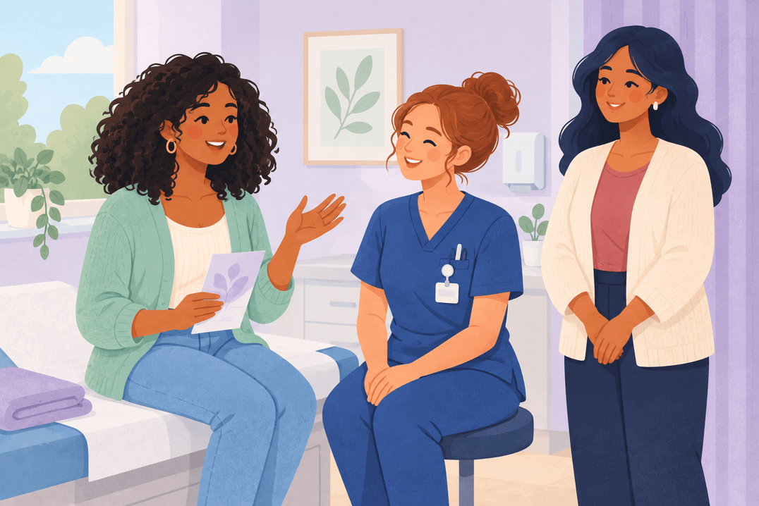 Illustration about pelvic examinations