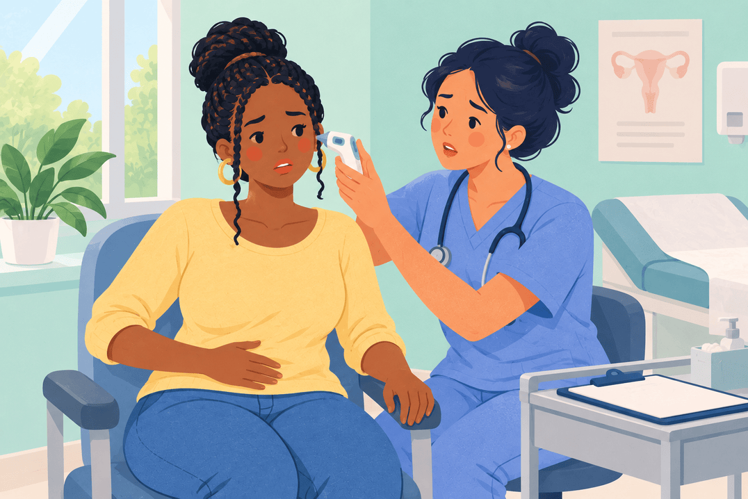 Illustration about pelvic pain with fever