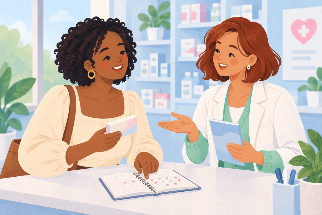 Illustration about starting the pill