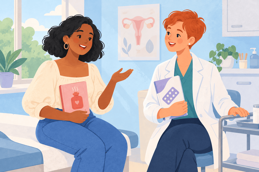 Illustration about contraceptive pills for painful periods