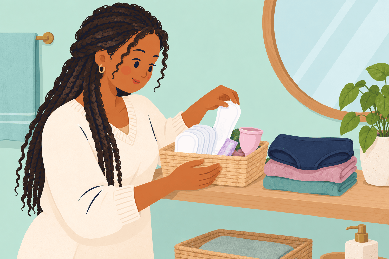 Illustration about choosing period products