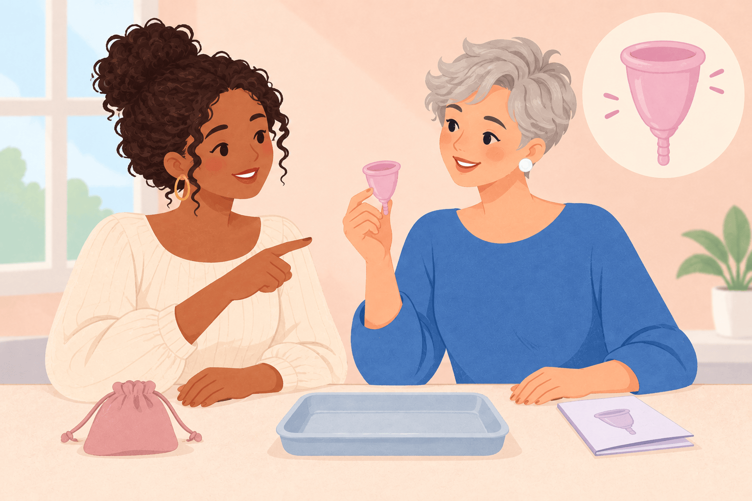 Illustration about menstrual cups