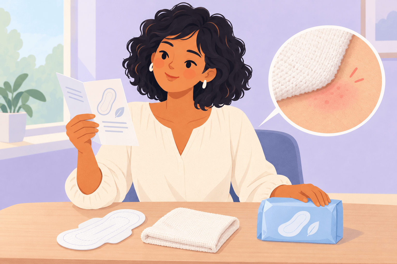 Illustration about skin irritation from pads
