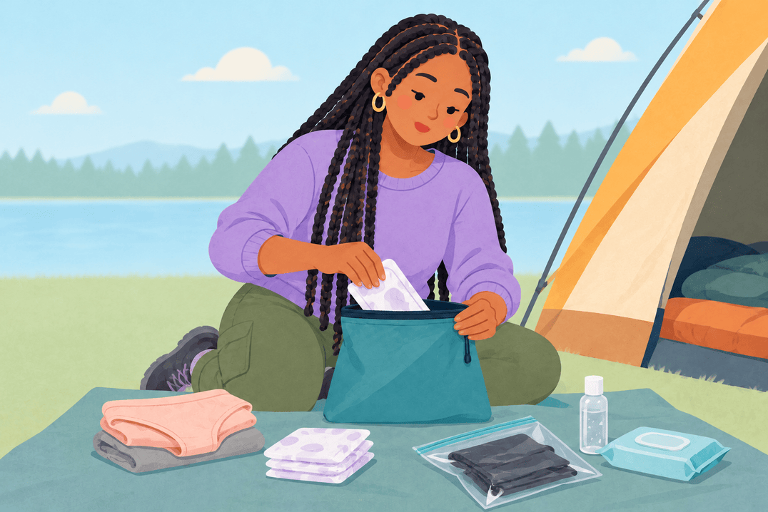 Illustration about periods while camping