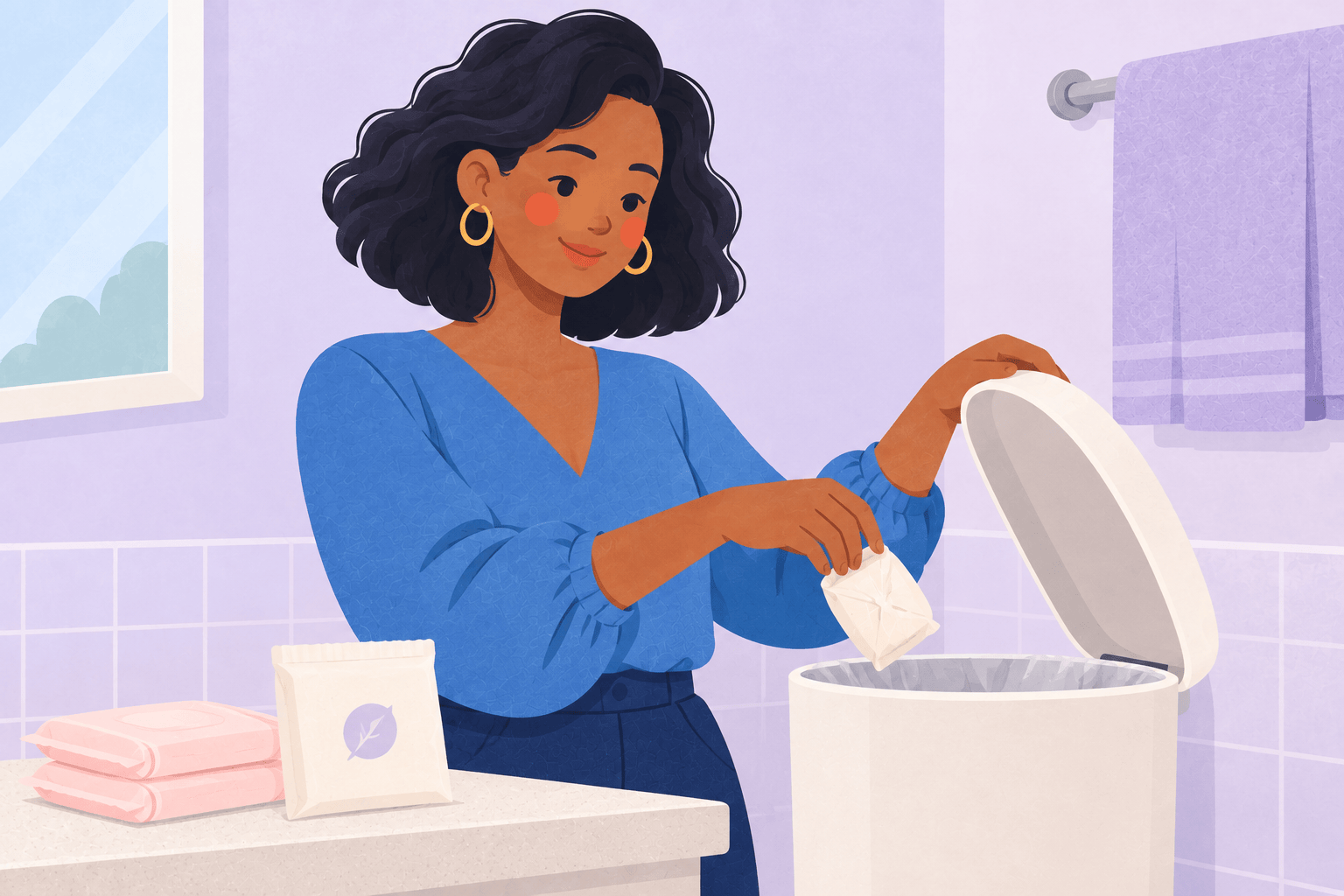 Illustration about period product disposal