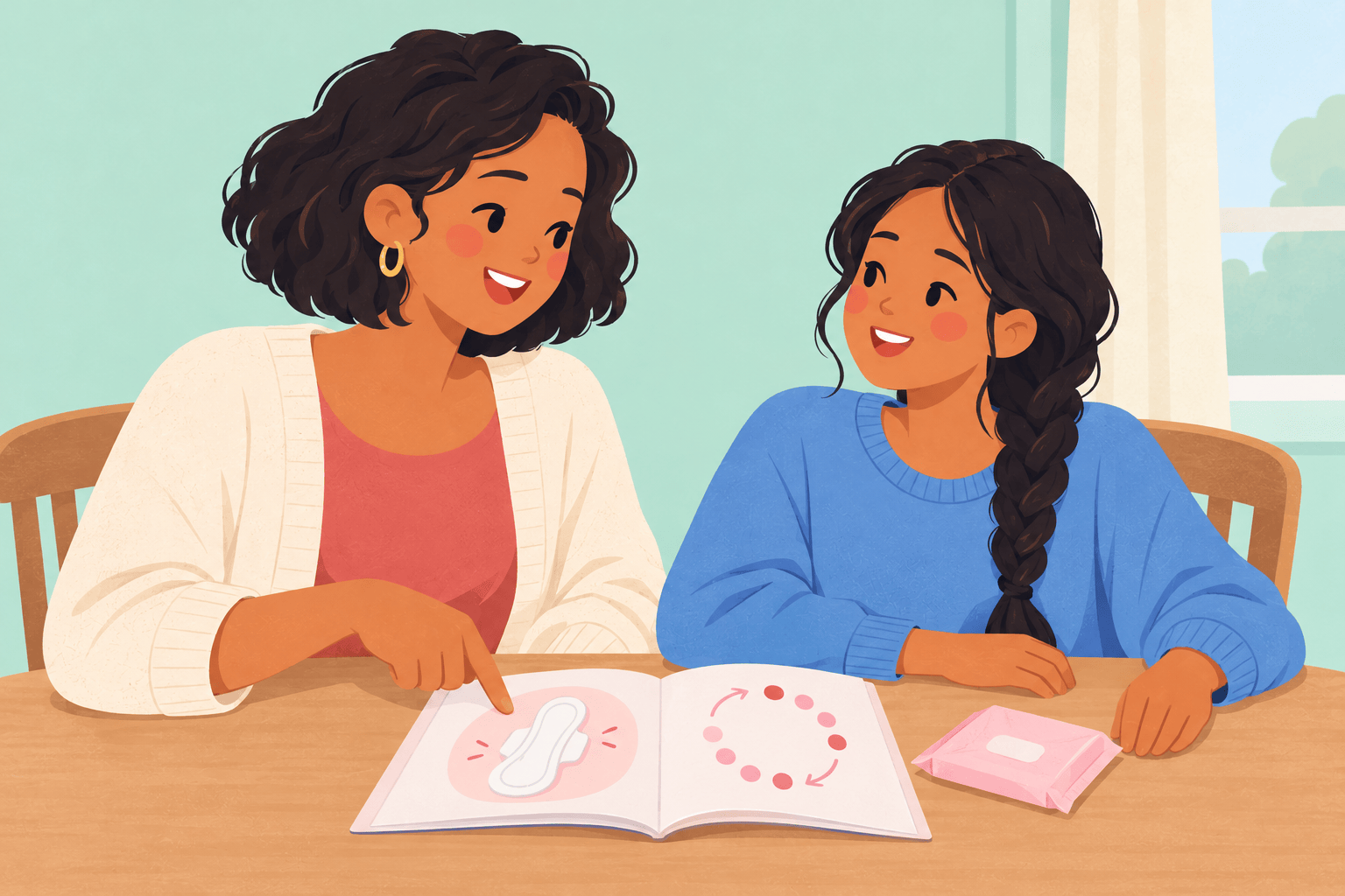 Illustration about talking about periods with your child