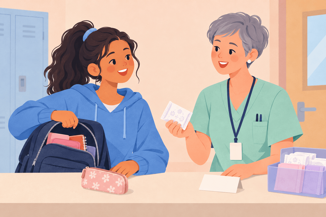 Illustration about first periods at school