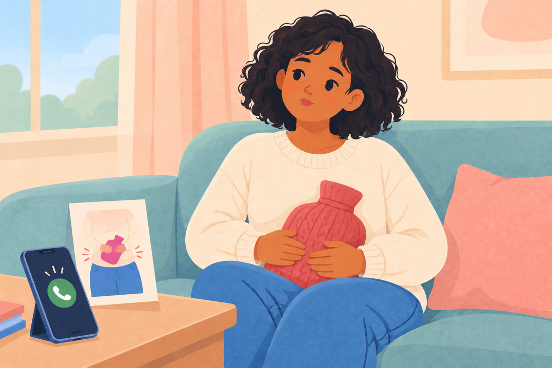 Illustration about teen period cramps
