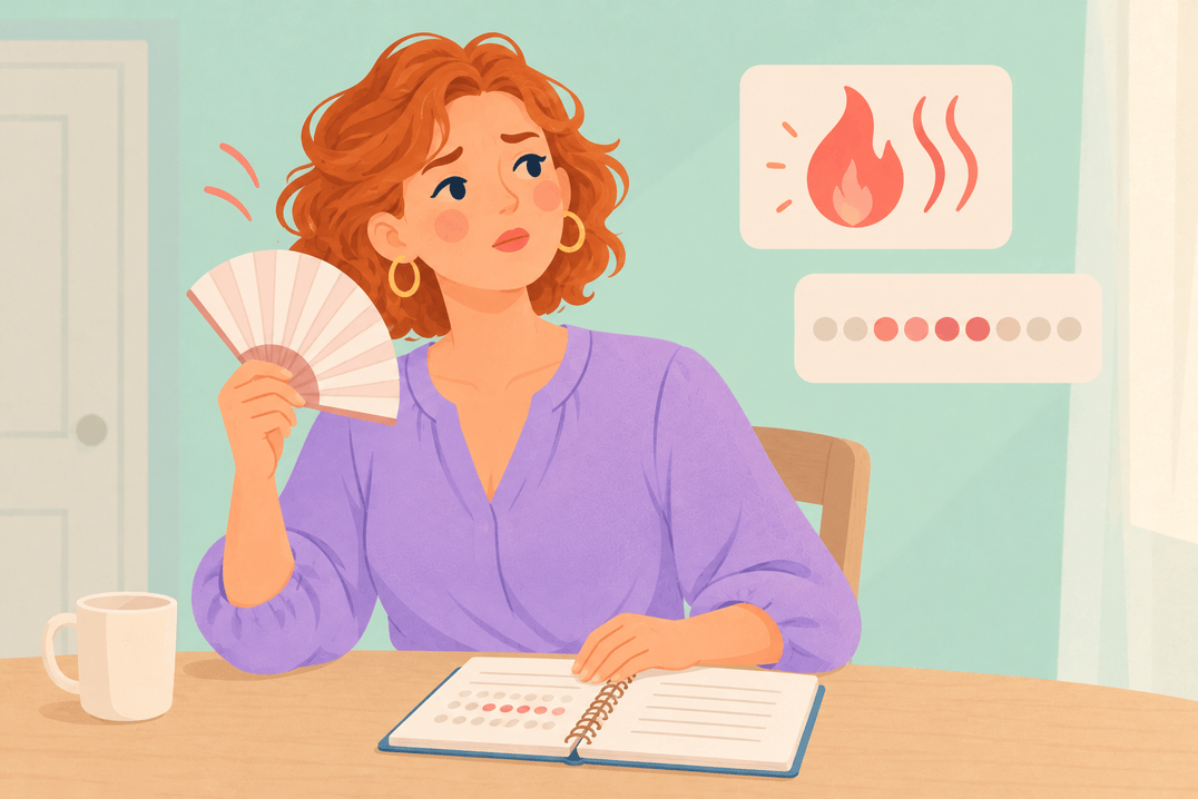 Illustration about hot flushes and changing cycles