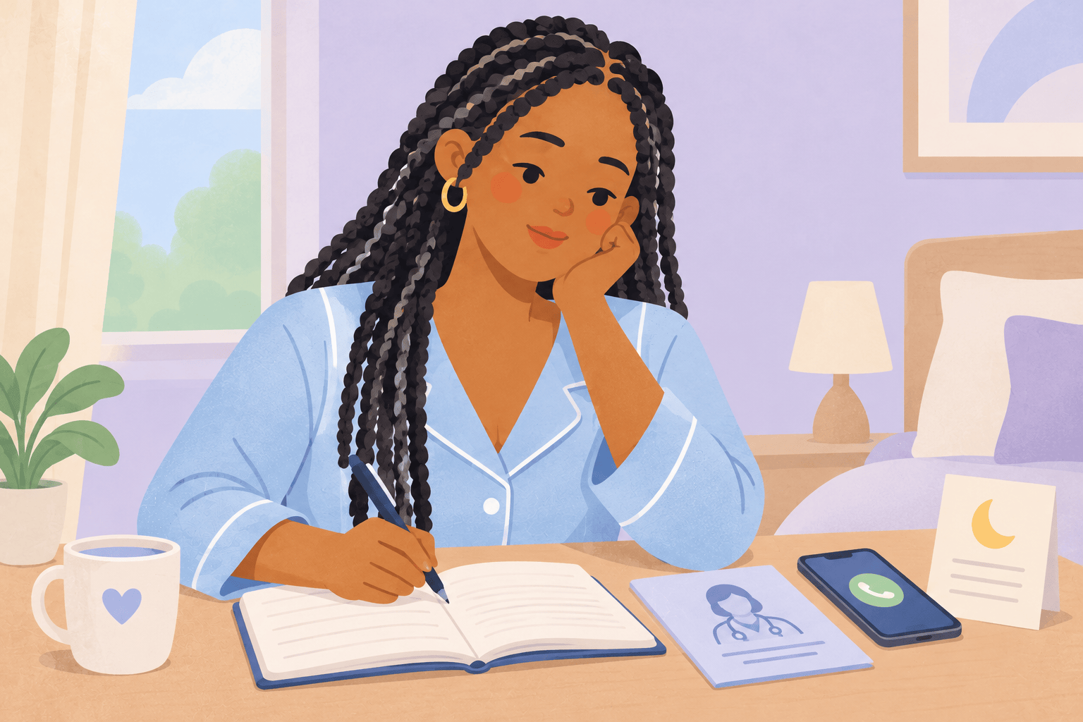 Illustration about perimenopause sleep problems