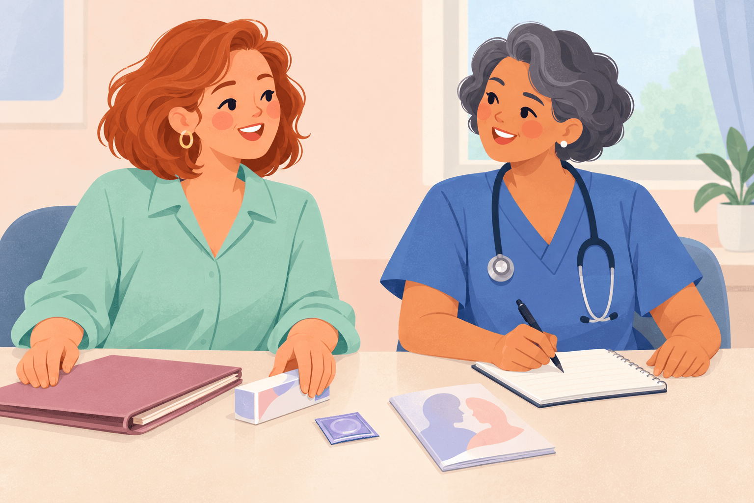 Illustration about contraception near menopause