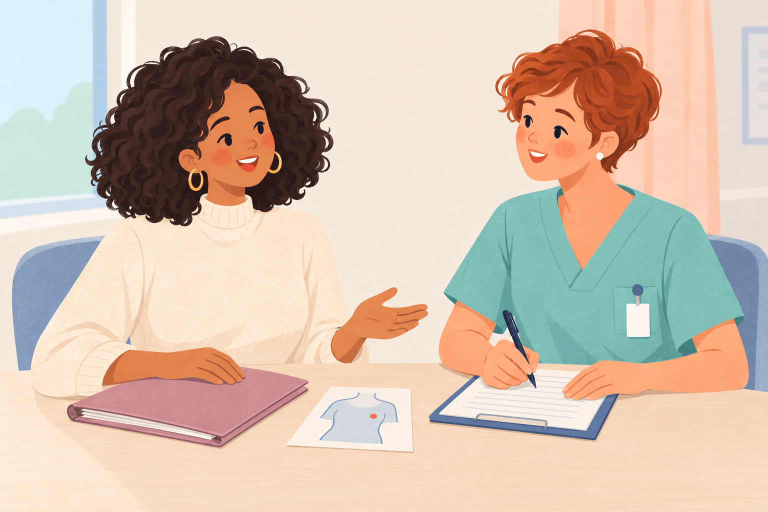 Illustration about breast lumps and menstrual changes