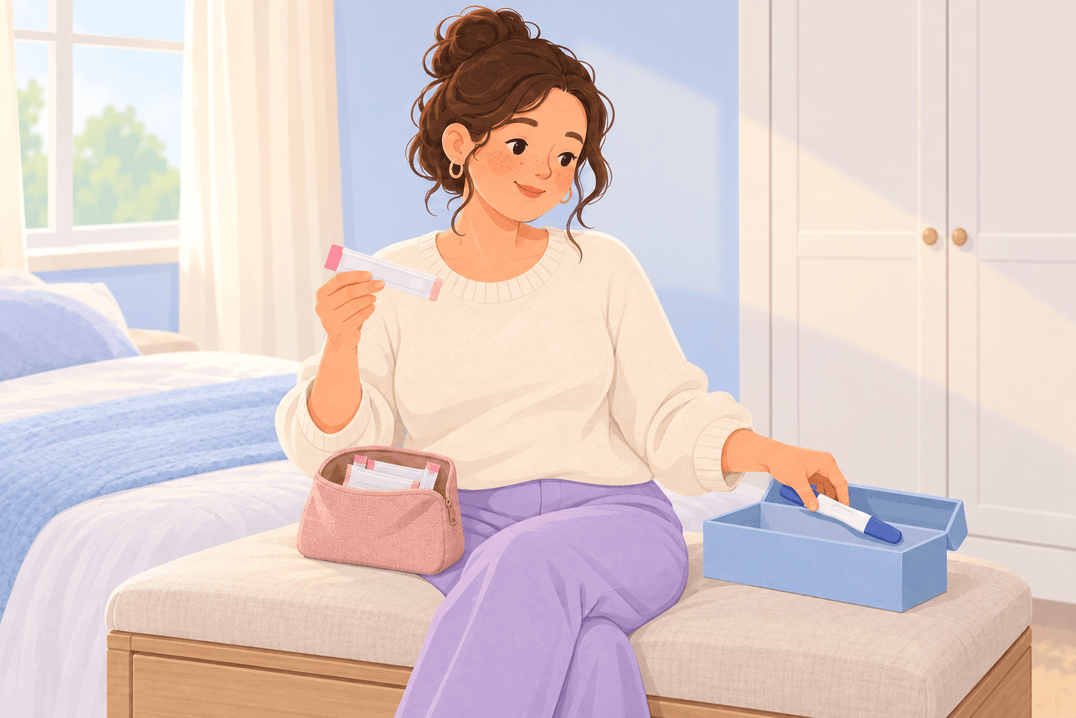 Illustration about ovulation test versus pregnancy test