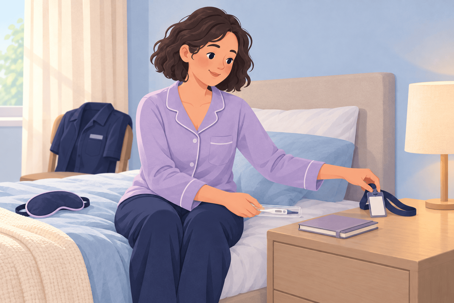 Illustration about shift work and temperature tracking