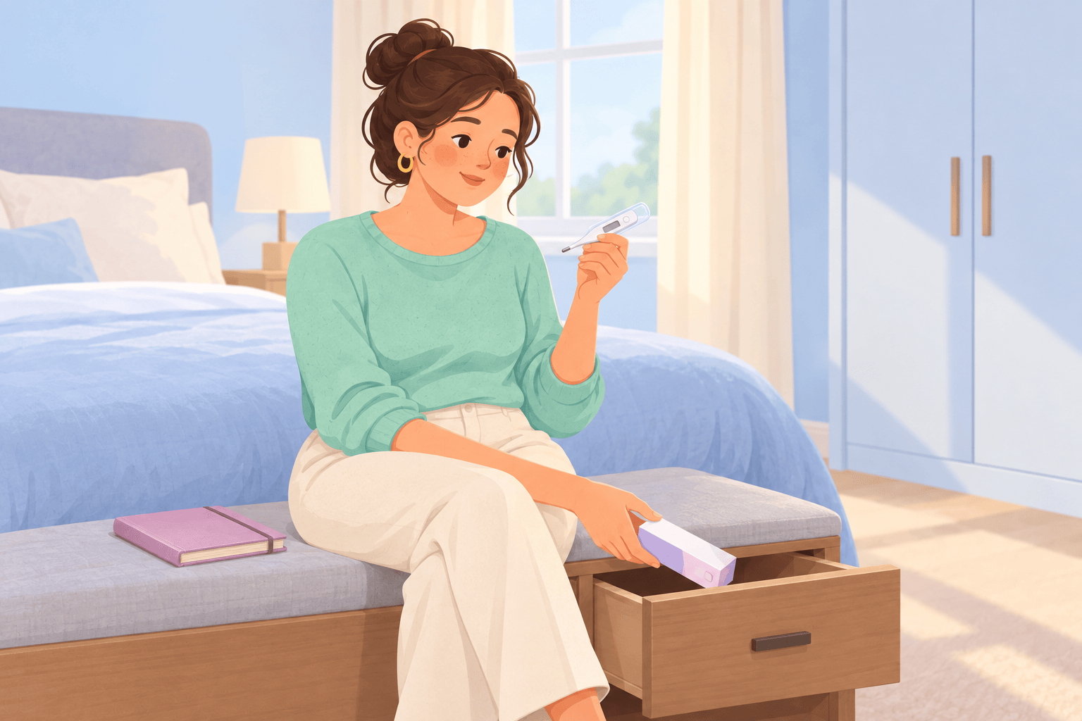 Illustration about temperature dips and pregnancy claims