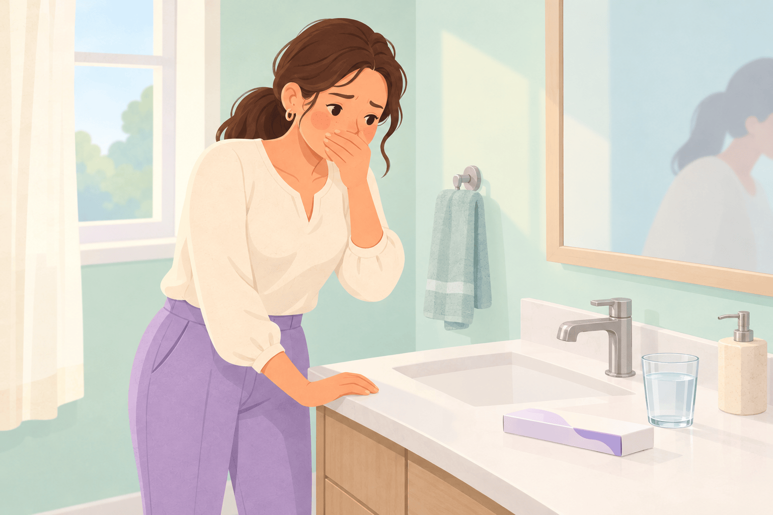 Illustration about nausea before a missed period