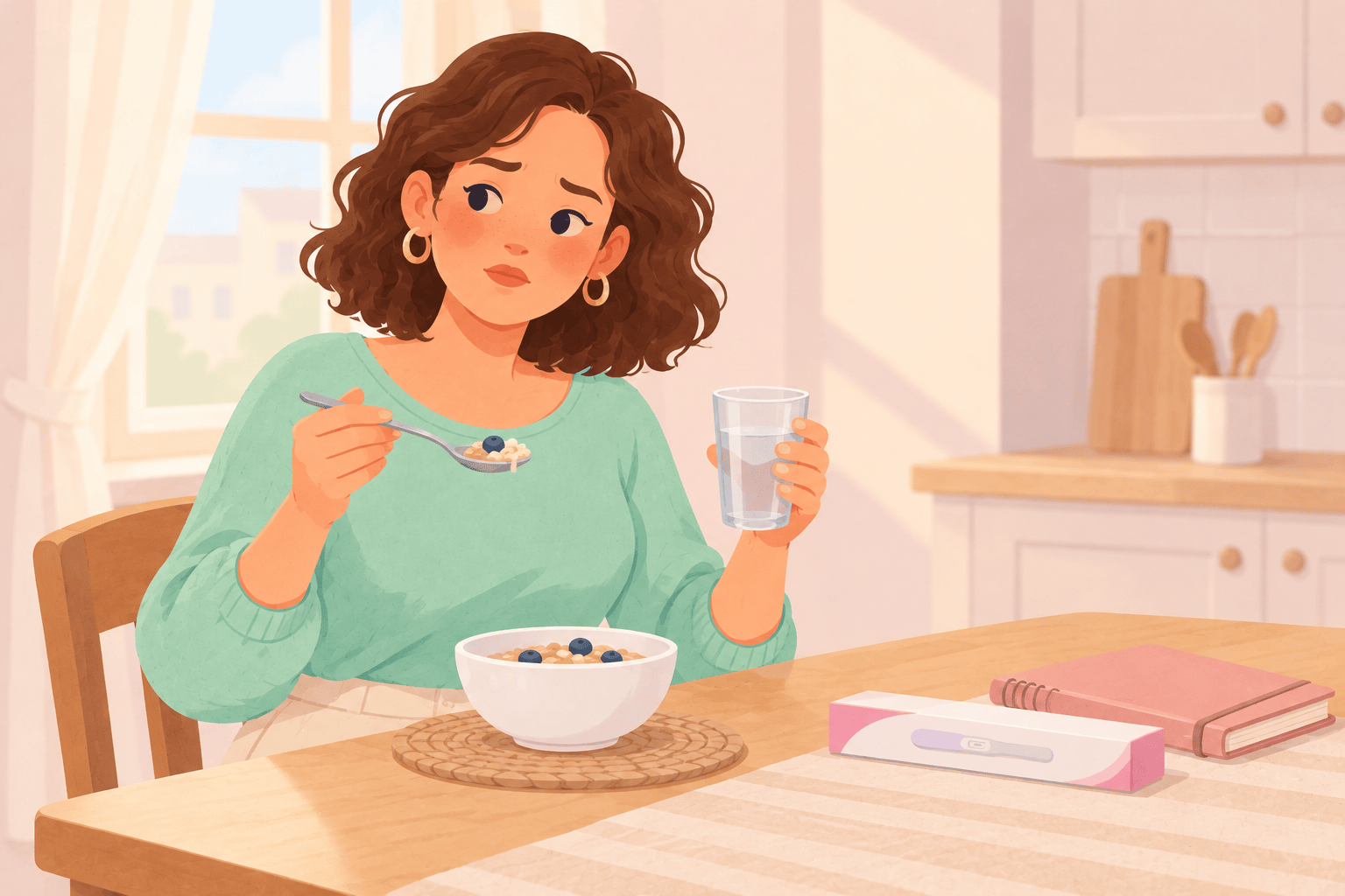 Illustration about metallic taste and possible pregnancy