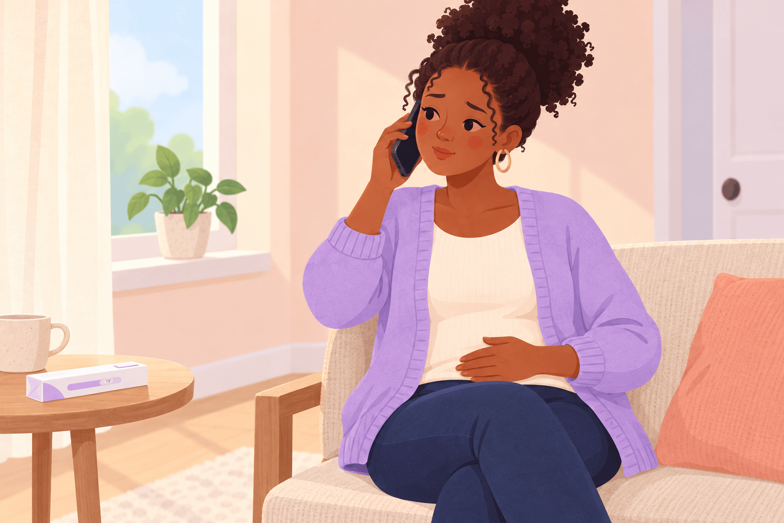 Illustration about early cramping while trying to conceive