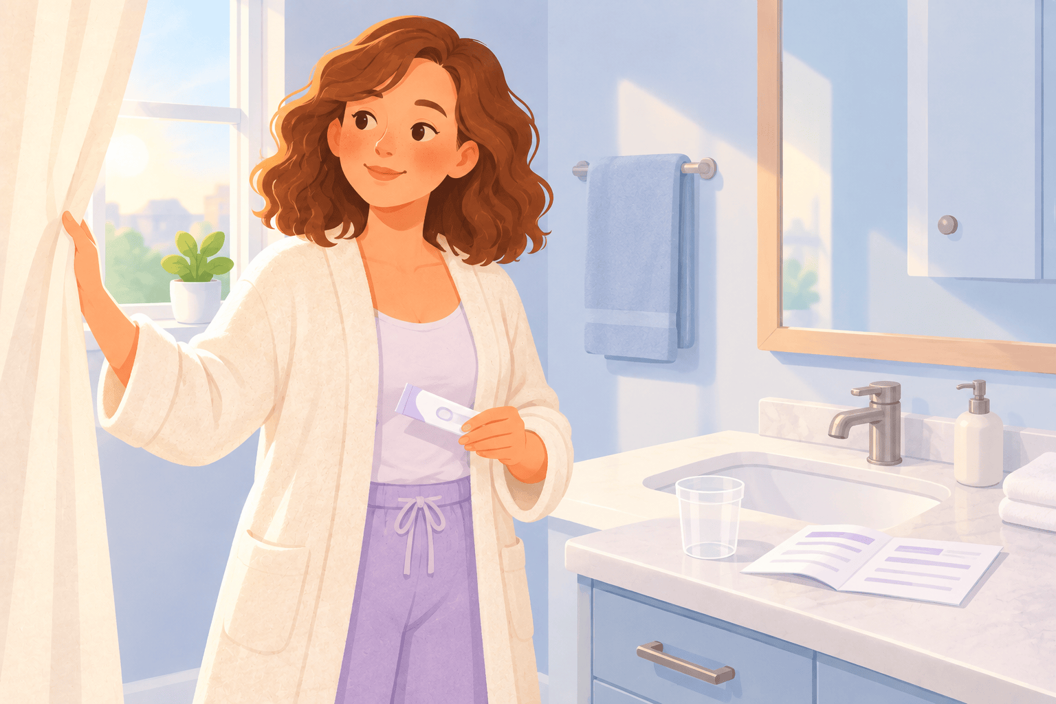 Illustration about morning versus evening pregnancy tests