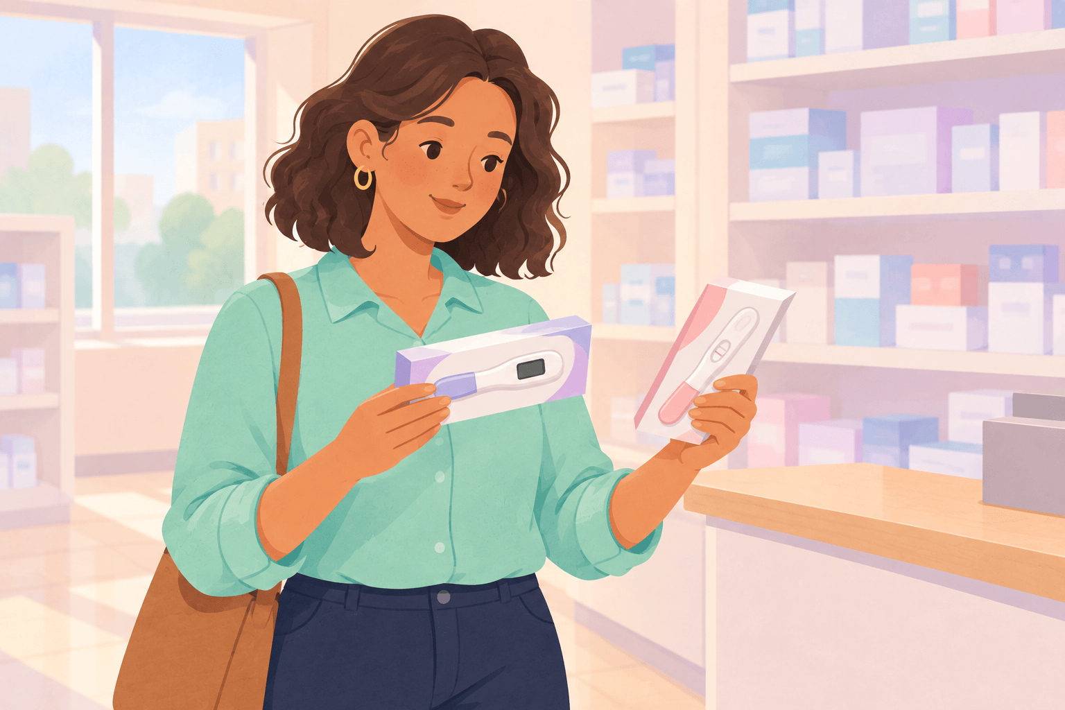 Illustration about digital versus line pregnancy tests