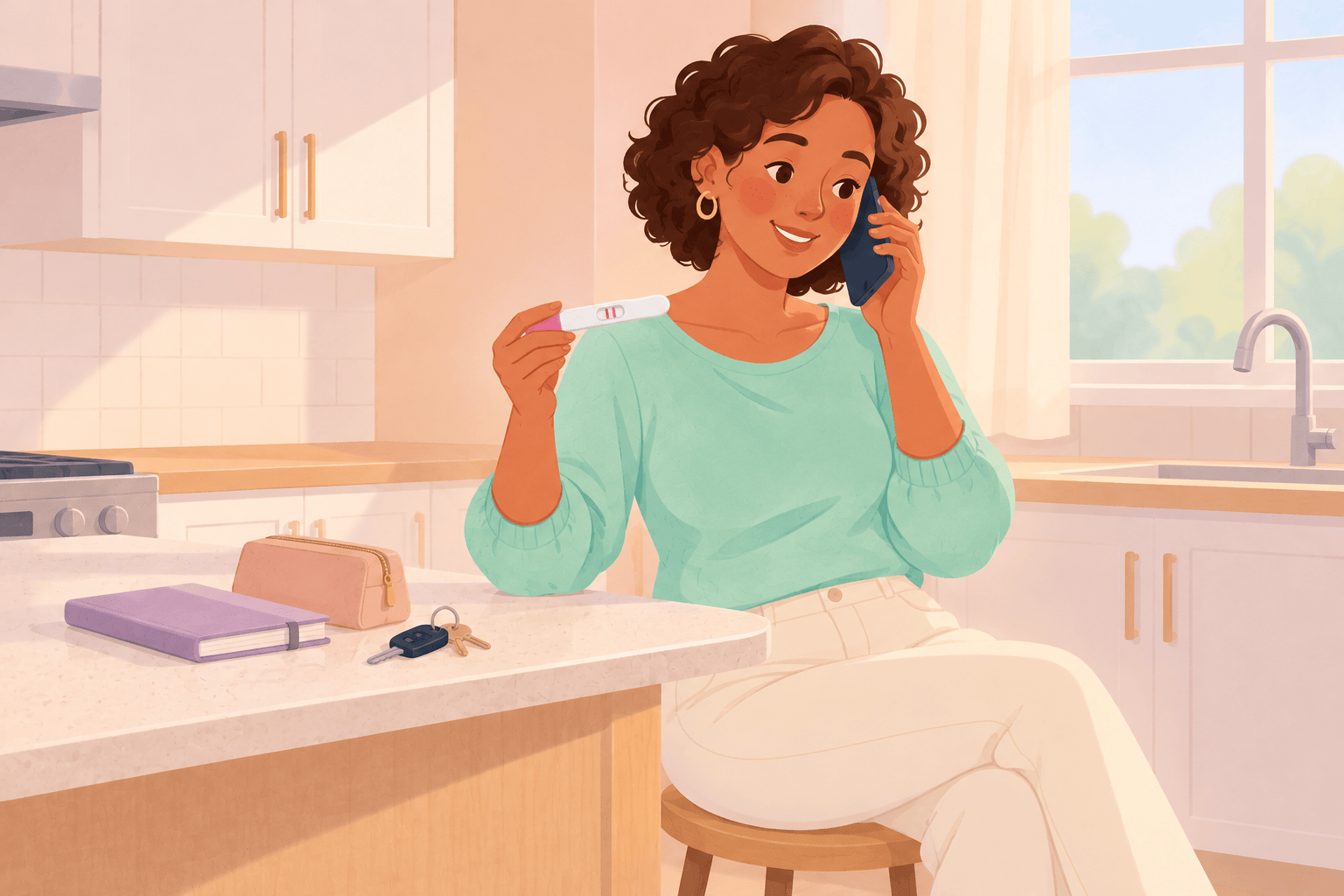 Illustration about positive pregnancy test