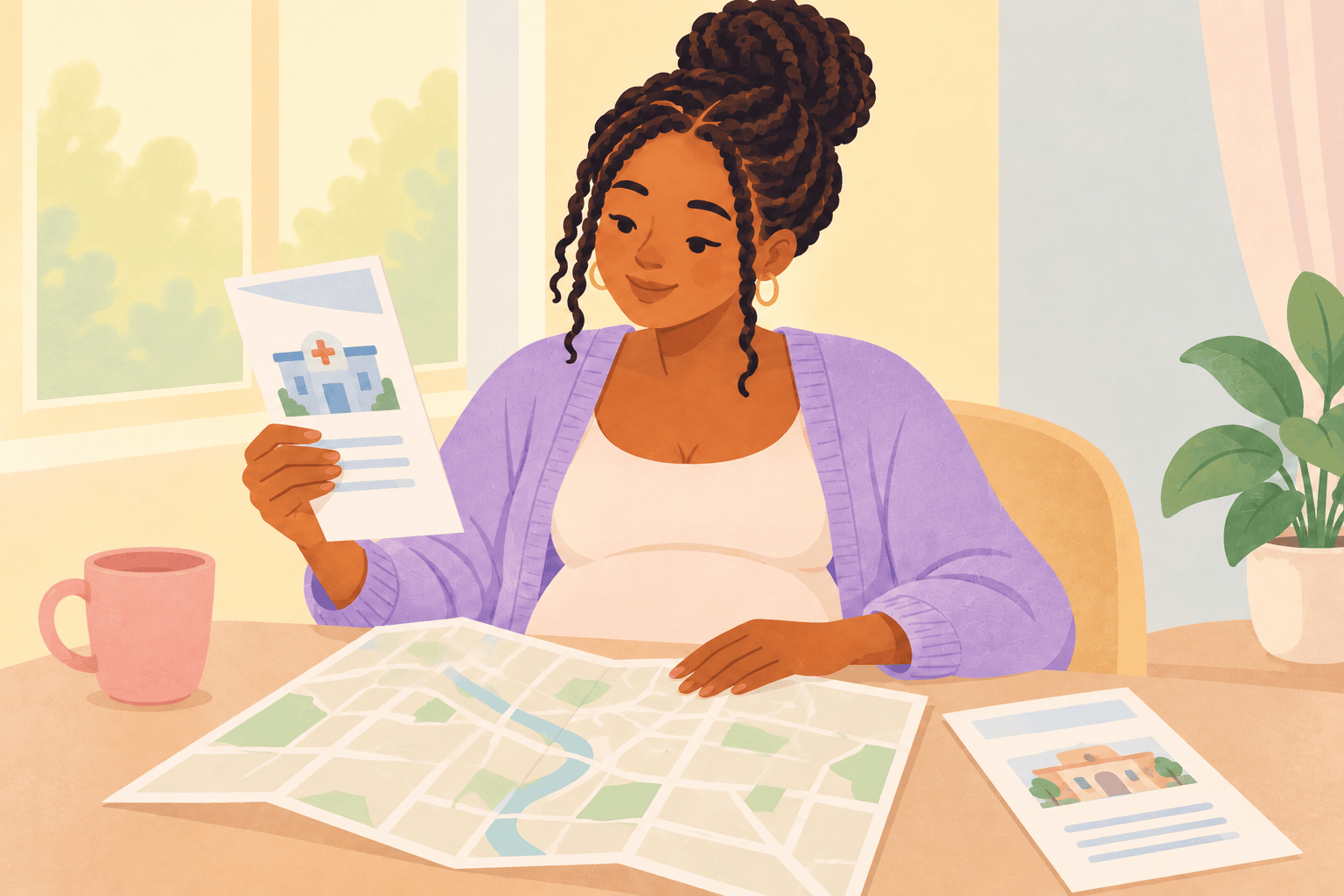 Illustration about choosing pregnancy care