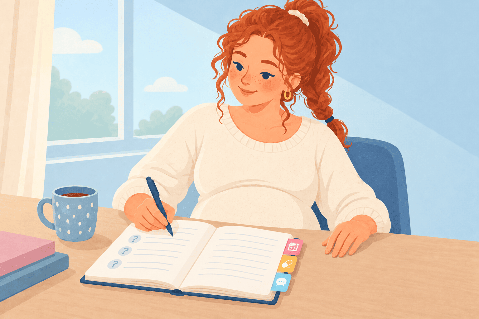 Illustration about questions for your midwife
