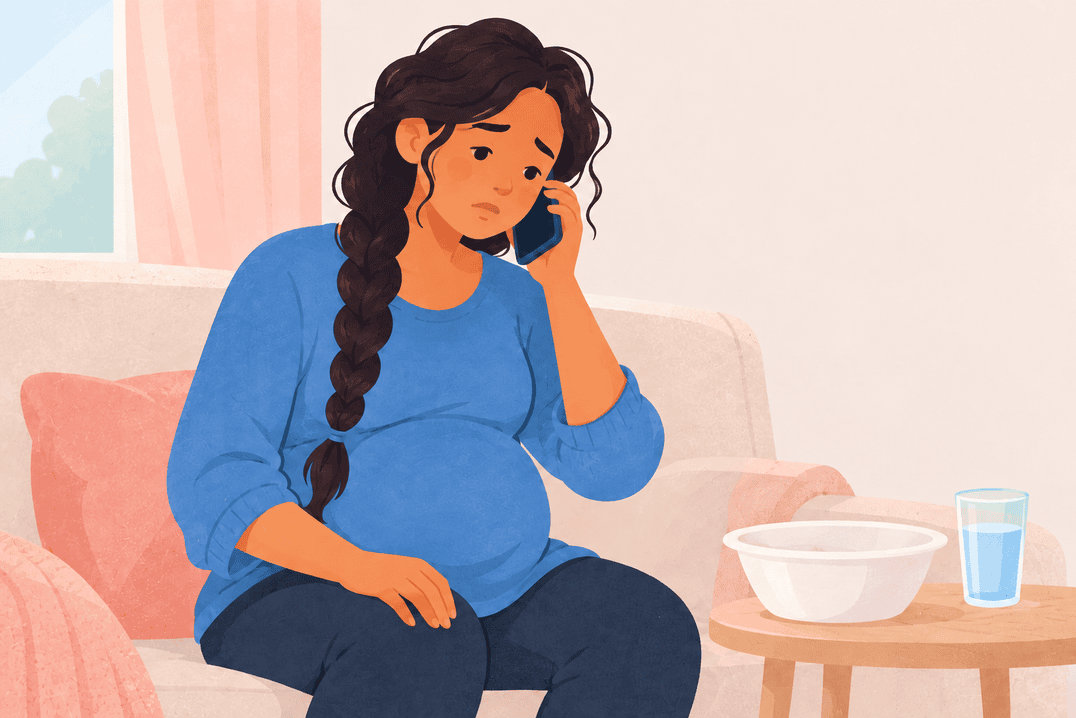 Illustration about severe pregnancy vomiting