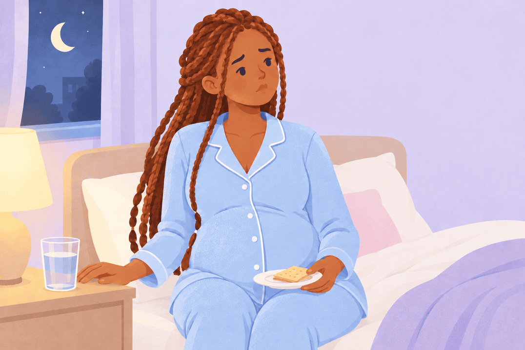 Illustration about morning sickness at night