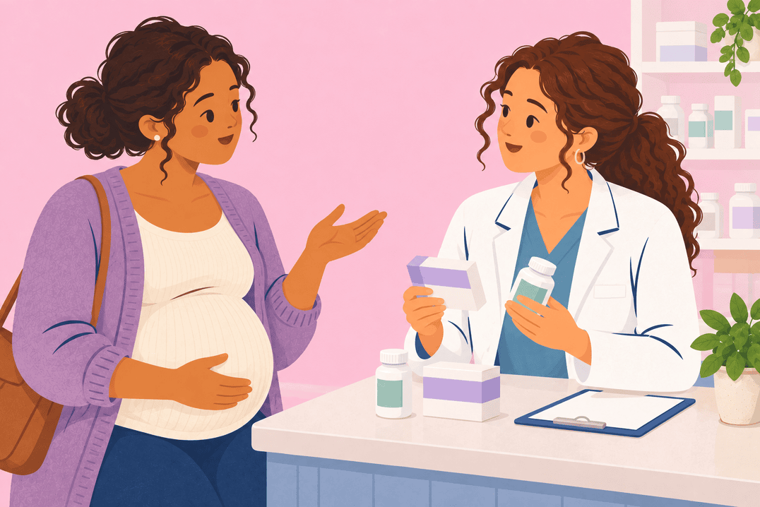 Illustration about anti-sickness medicines in pregnancy