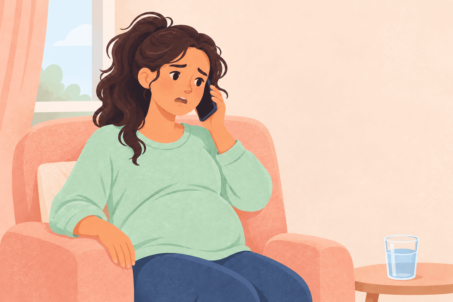 Illustration about dehydration with morning sickness