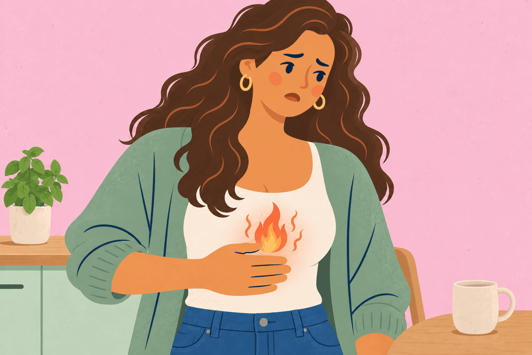 Illustration about pregnancy heartburn