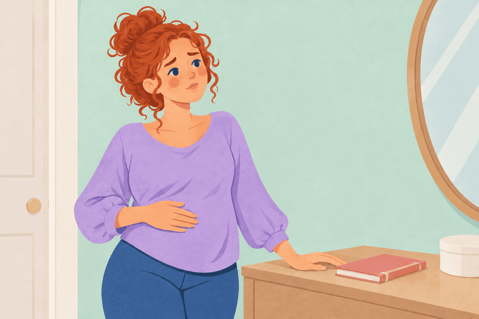 Illustration about bloating in pregnancy