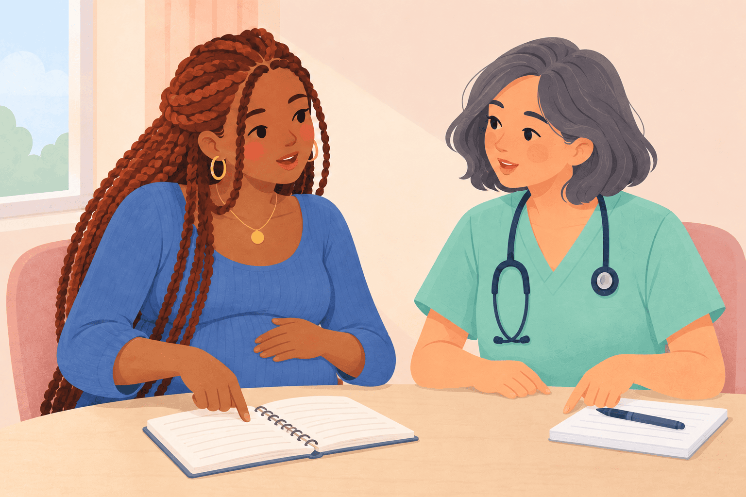 Illustration about gas pain while pregnant