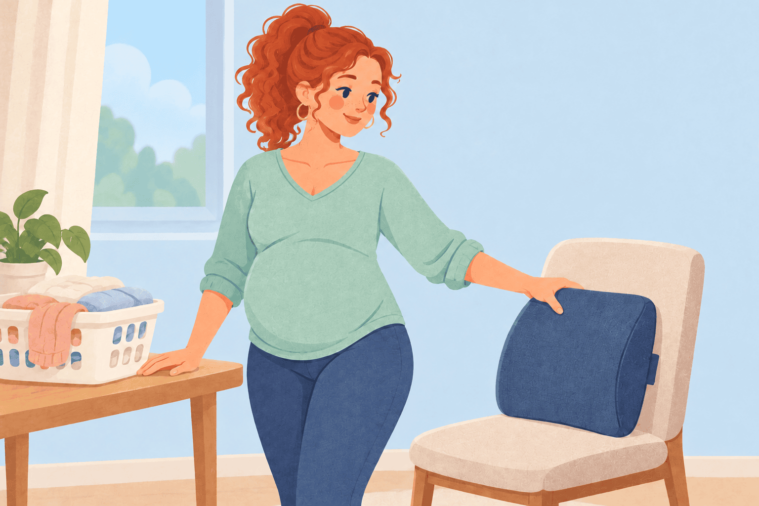 Illustration about back pain in pregnancy
